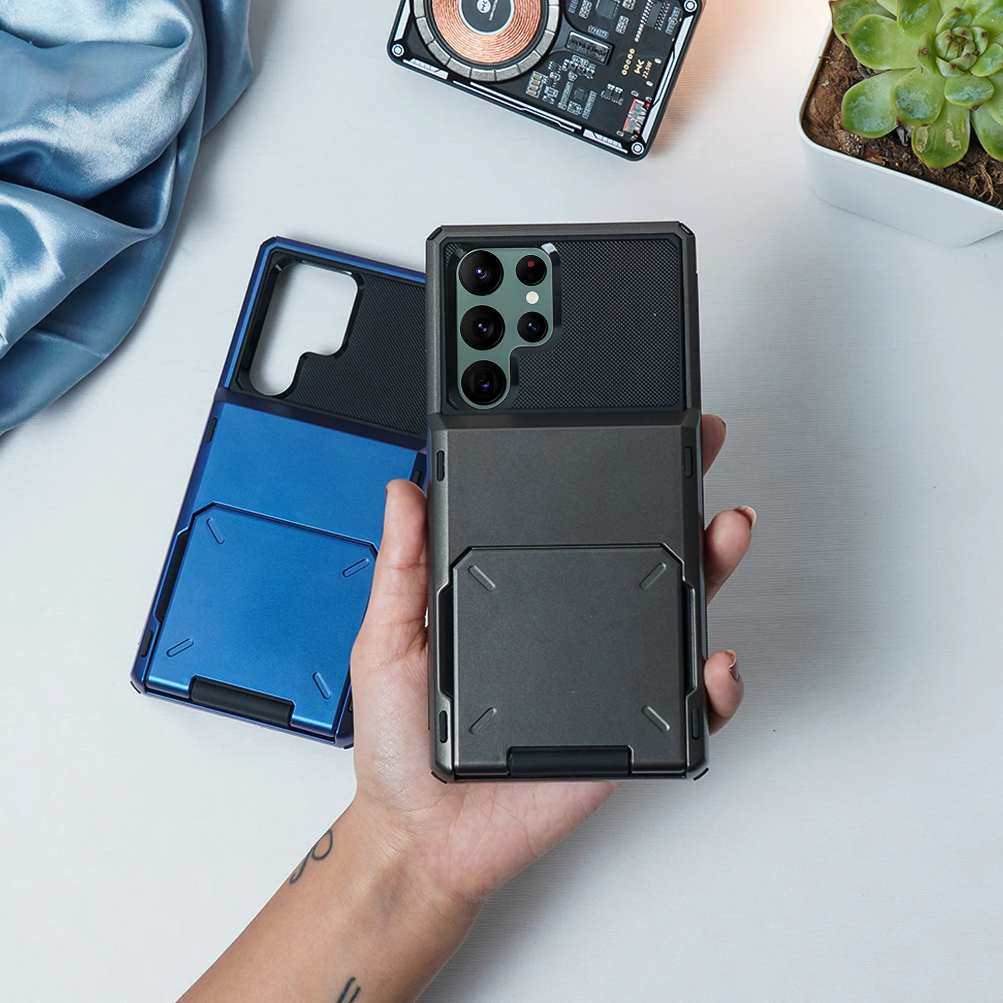 Galaxy S22 Series Hidden Card Holder Hybrid Case - Image 11