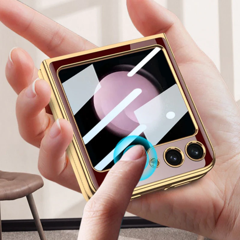Galaxy Z Flip5 Electroplating Deer Print Glass Case - Image 10