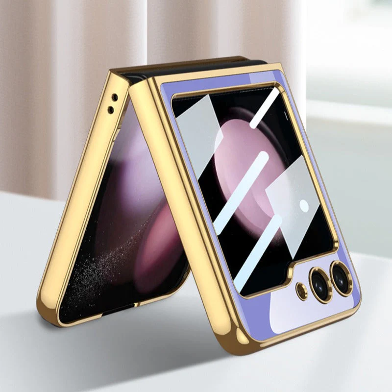Galaxy Z Flip5 Electroplating Deer Print Glass Case - Image 8