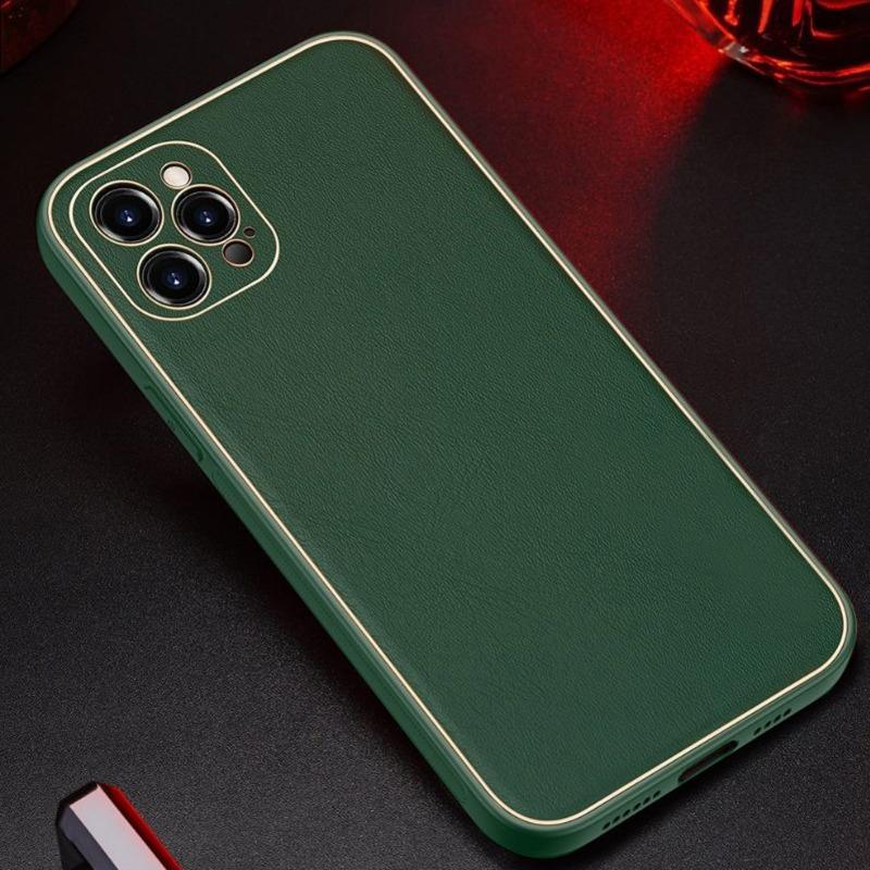 iPhone 12 Pro Max Leather Textured Gold Plated Case - Image 4