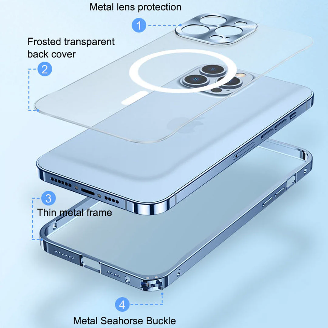 iPhone 14 Series Frosted Glass Magsafe Edition Magnetic Bumper Case - Image 3