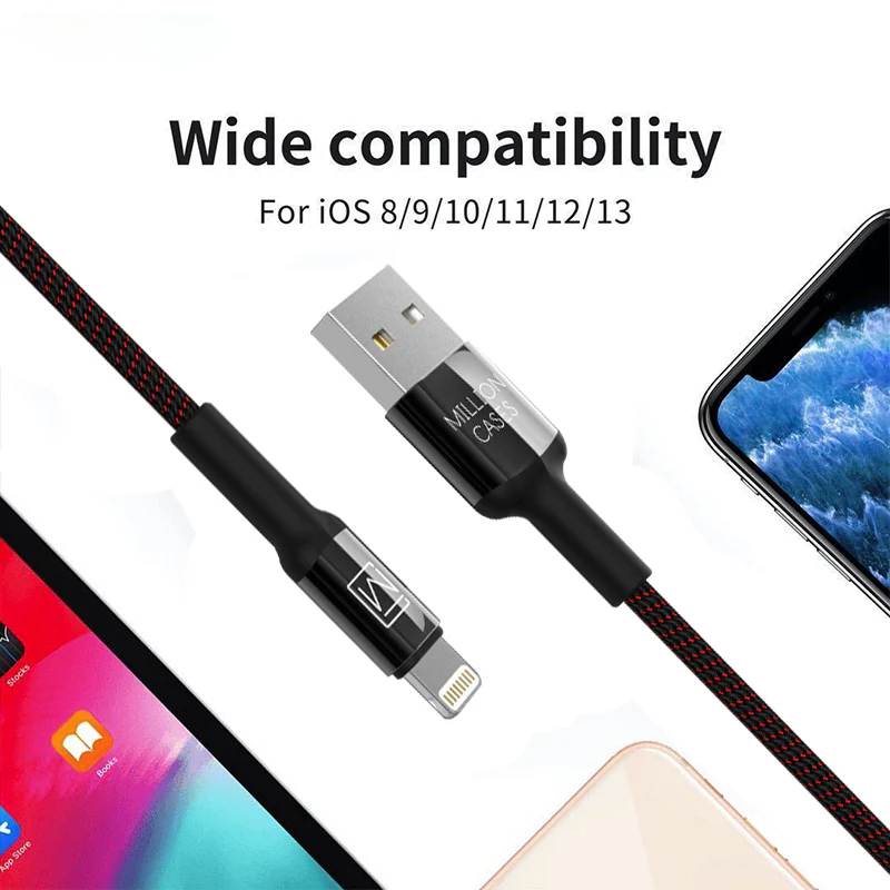 Million Cases Auto Disconnect Fast Charging Braided Lightning Cable - Image 3