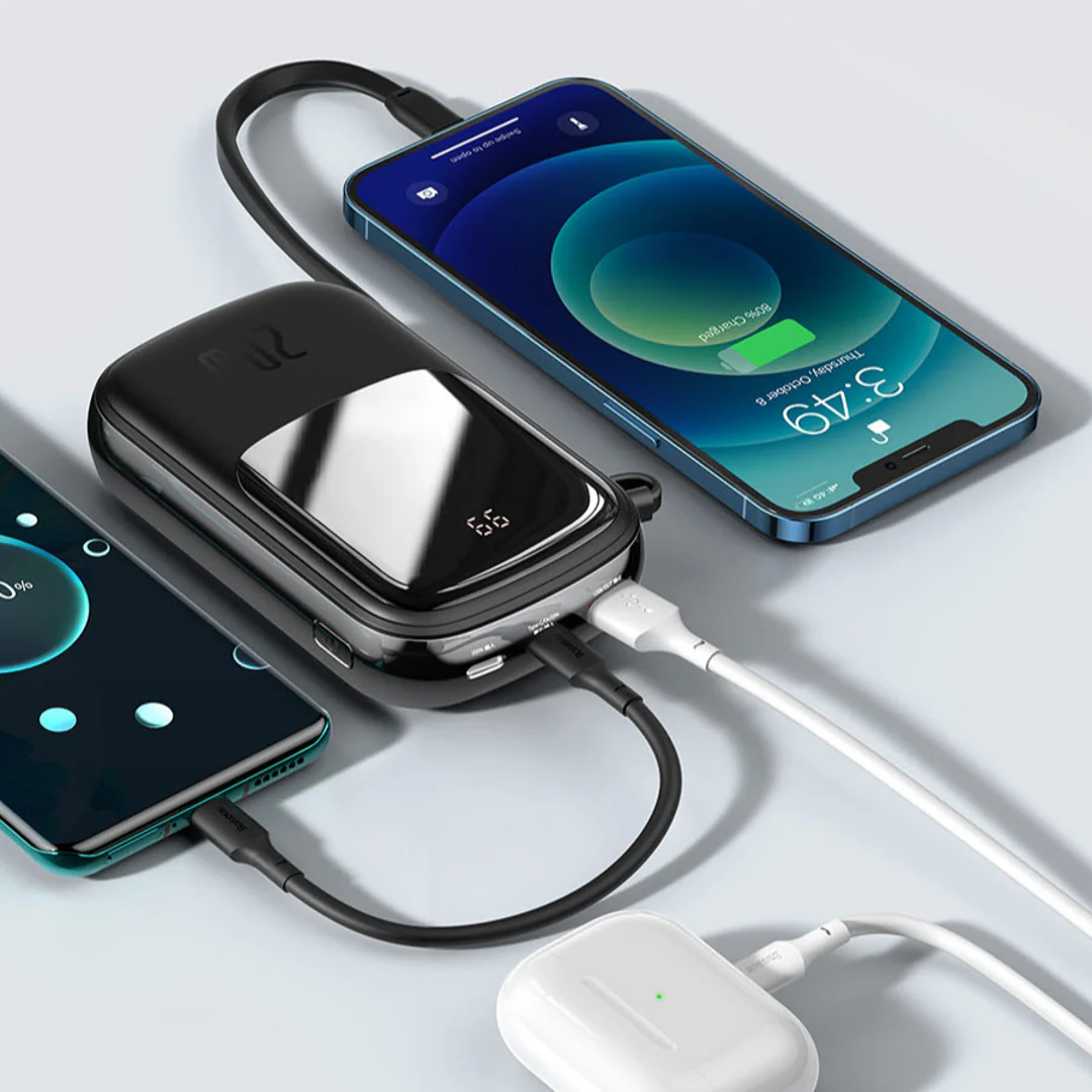 QPow Digital Display 10000mAh Powerbank - Type C Cable - Image 5
